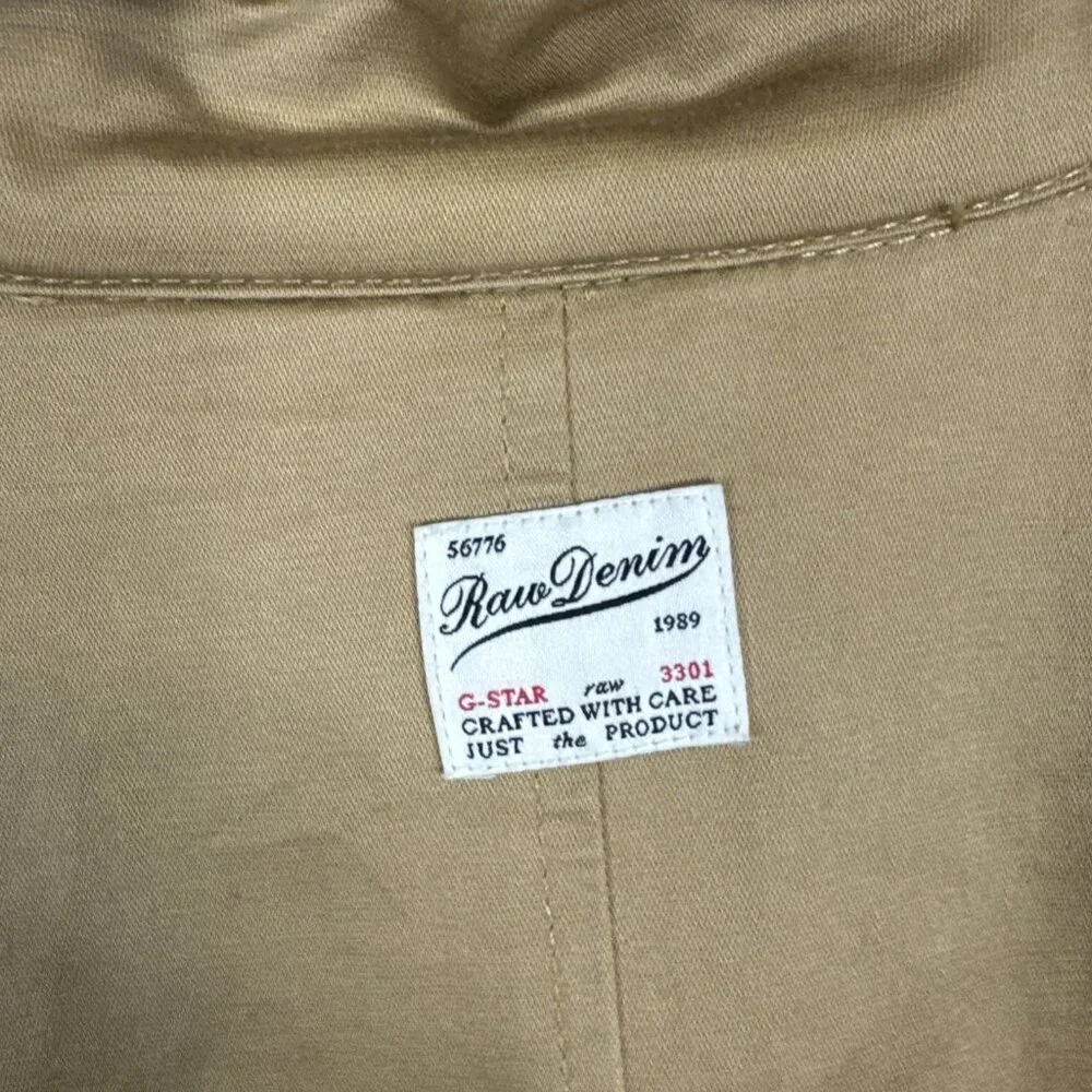 G Star Raw Fleet JKT Bomber Jacket Tan Cotton Linen Zip Front Mens M‎ Harrington
